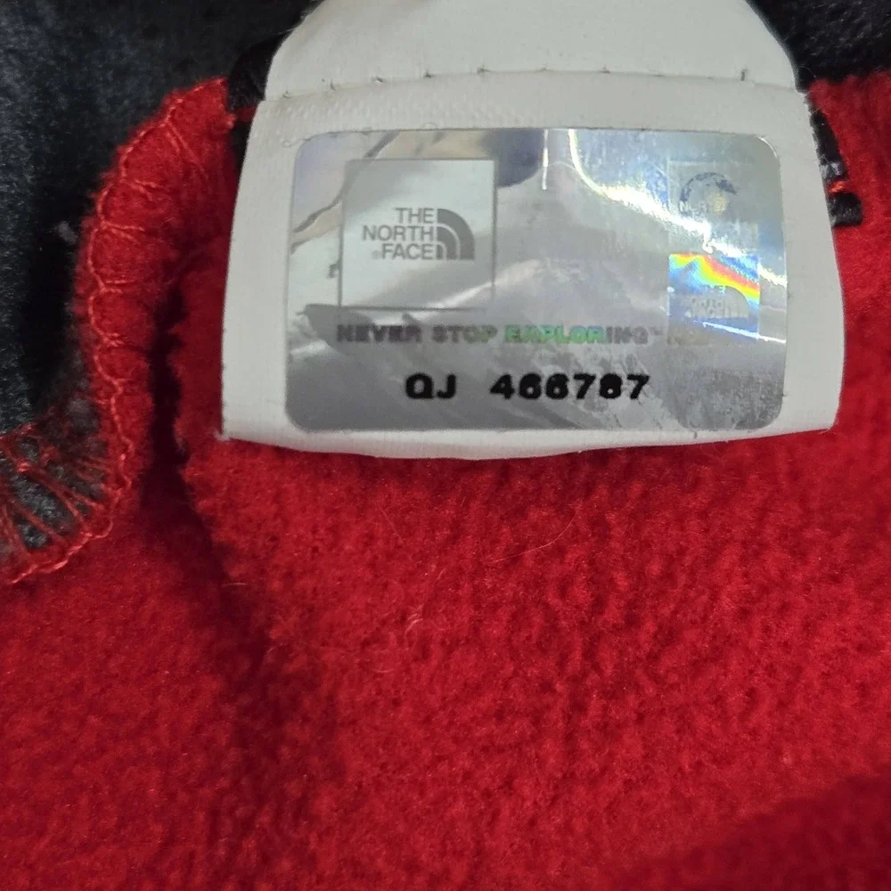 The North Face Men Jacket M Red Colorblock Fleece‎ Hooded Full Zip